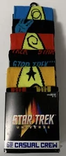 Star Trek Universe 6 Pack of Men's Crew Socks Size 8-12 Spock Kirk Enterprise