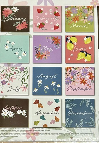 2026 Hanging Wall Calendar FLOWERS FLORAL 12 Month 12” X 24” + Monthly Planner - Picture 2 of 3