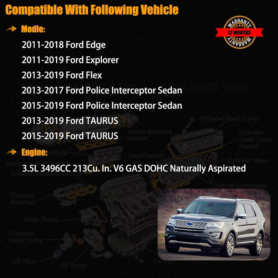 Juego completo de juntas para Ford Edge Explorer Flex Taurus 2011-2019 3,5 L V6 DOHC Foto 3 de 4