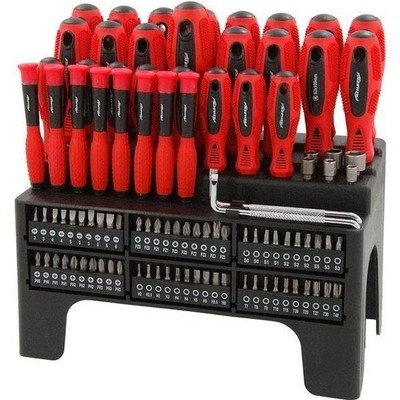 Schraubendreher Set 100tlg Sechskantschlüssel Bit Star Pozi Schlitz Set auf Ständer CT2551