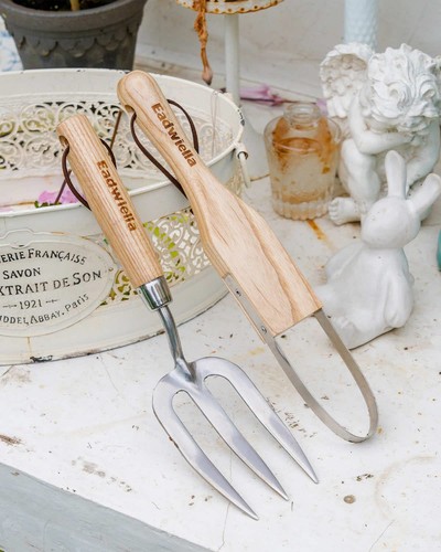 12 inch Garden Fork Hand Tool Small Weeding Fork with 3 Pointed Tines Wood - Picture 7 of 7