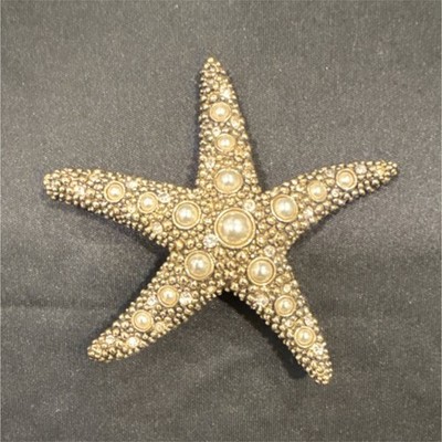 Monet Starfish Brooch Gold Tone with Imitation Pearls Sea Life Theme