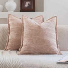 Set of 2 Velvet Decorative Throw Pillow Covers 16" x 16" Pack of 2 Beige