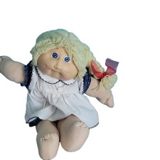 Cabbage Patch Kids Baby Doll Signed 1982 Blonde Braids Cloth Outfit