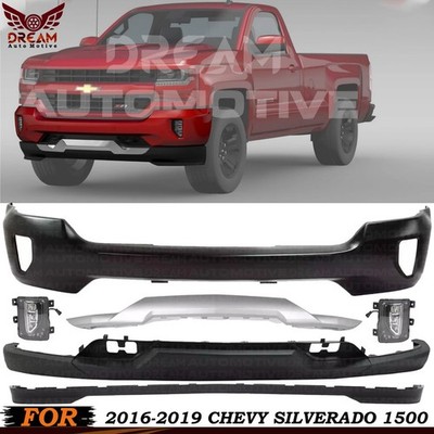 Bumper Face Bar Paintable & Lower Valance Kit For 2016-2019 Chevy Silverado 1500