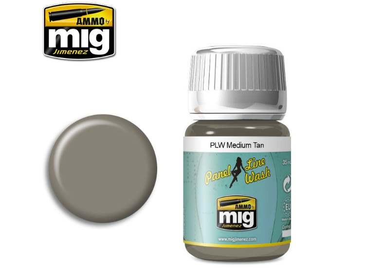 Ammo Mig A.MIG1606 35ml - Panel Line Wash - Medium Tan - Enamel