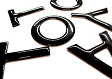 3D BLACK DOMED RAISED REAR DOOR LETTERS COMPATIBLE WITH 4 RUNNER 2025 AND UP