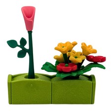 Playmobil large green flowerpot with multicolored flowers for house,...