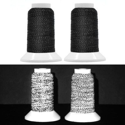 2 PCS Reflective Embroidery Machine Thread 200M 218 Yds High-Vis Black