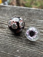 handmade art glass marble  Closr but Not Touching  By SS LaGrand Lot Of 2
