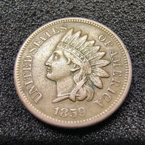 1859 Indian Head Cent 1C - 1st Year - No Shield - Philadelphia Mint - VF+ Cond.