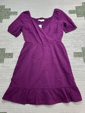 Loft Dress Womens 4 Purple Cotton Blouson New