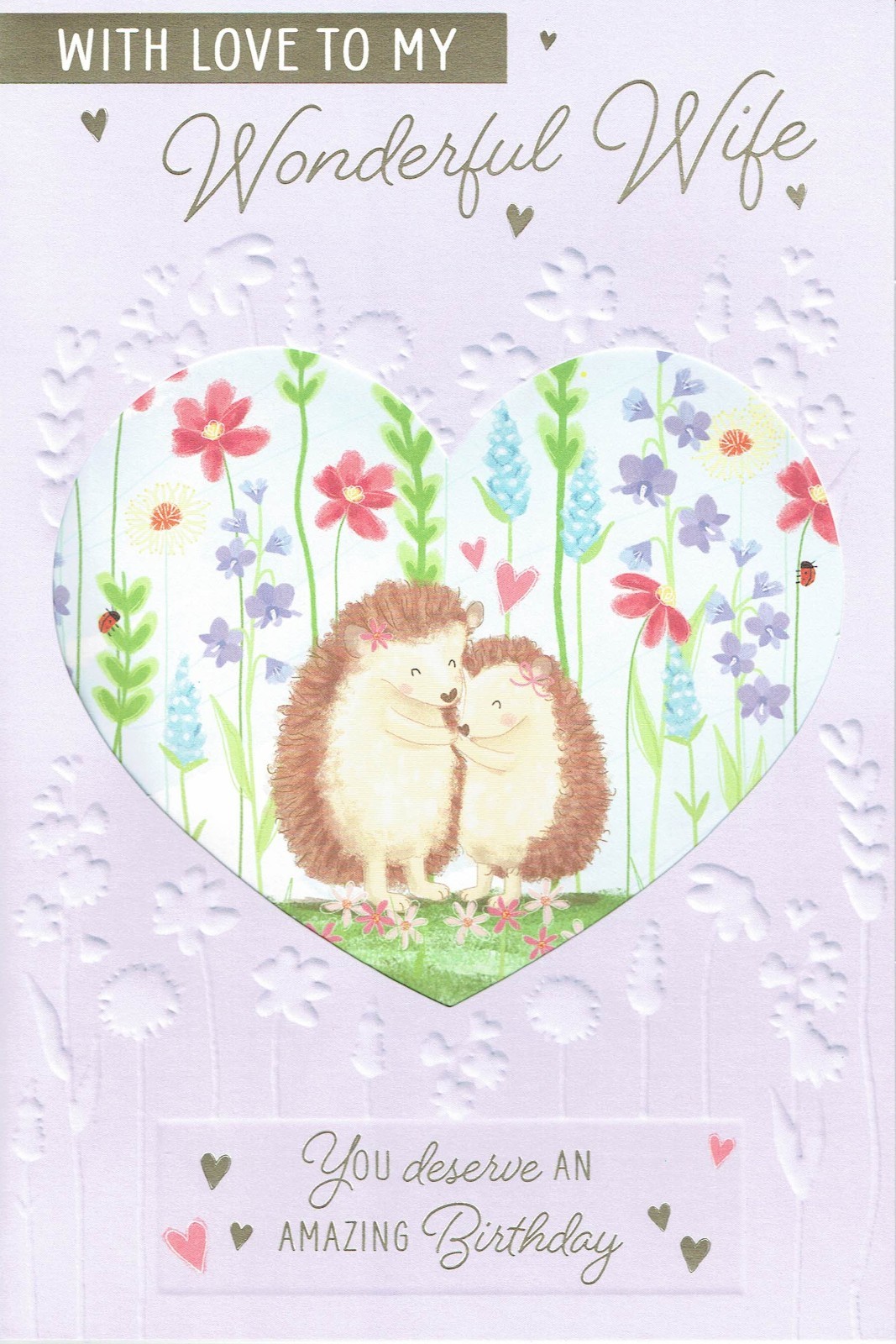 WIFE BIRTHDAY CARD Quality Hedgehogs Design