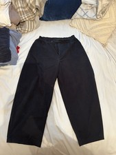 Boohoo Black Satin Trousers UK 10 Regular Relaxed Fit Elastic Waist Zip