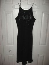 Womens NWOT Black CACHET Spaghetti Strap Beaded Evening Dress Small