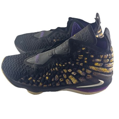 Nike LeBron XVII17 Lakers Sneakers 6.5y Black/White Eggplant/Amarillo BQ5594-004