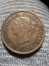 1859 Canada 1 One Cent Penny  1 Canadian Large Cents Coin  VF