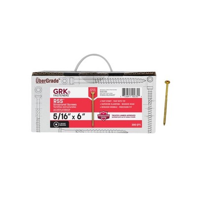 GRK Fasteners RSS  5/16 x 6 Inch, Rugged Structural Screws, 300 PCS, Rust
