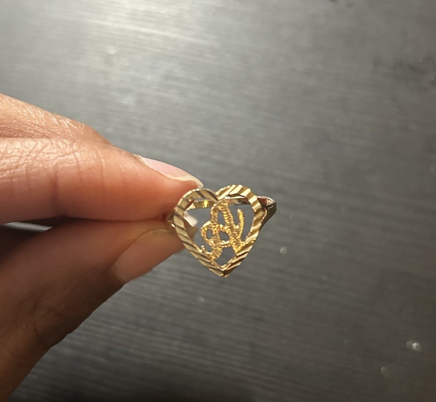 10k Solid Gold Heart Initial Ring - image 2