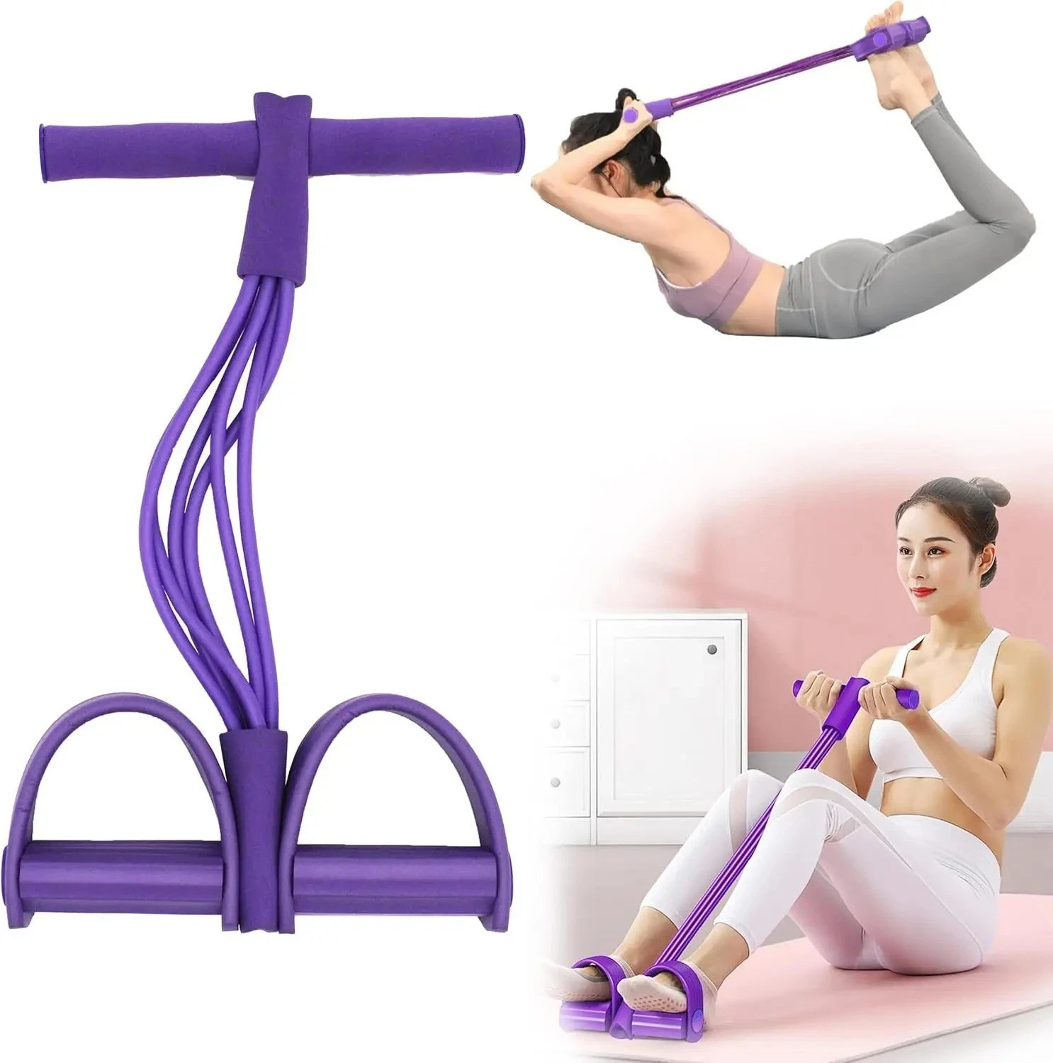 6 Tube Pedal Resistance Device,Exercise Bands with Handles,Pedal ...
