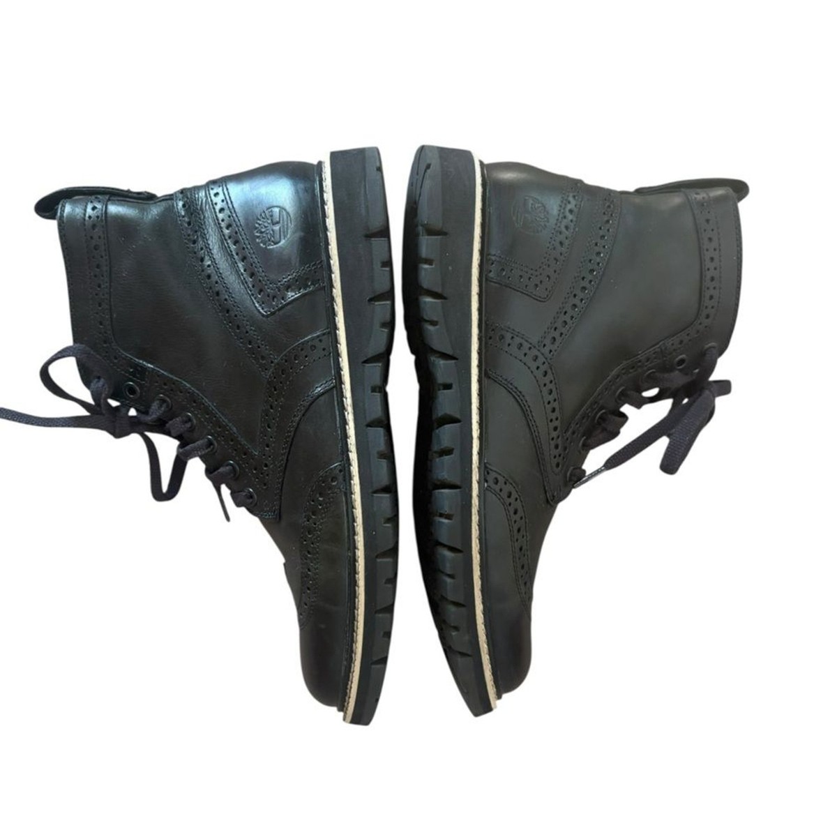 Timberland Black Britton Hill Wingtip Boots Leather Oxford Mens