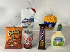 Christmas Plastic Ornaments Favorite Foods Lot.  Cheetos Ranch Mac Cheese Coke 