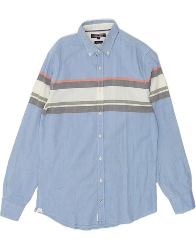 Tommy Hilfiger Herren New York Fit Hemd Medium Blau Colourblock Baumwolle BJ99