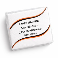 White Paper Napkins 2 Ply Table Serviettes For Restaurants BBQs Party 33x33cm