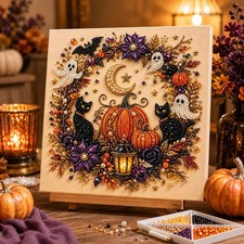 Halloween Ghost Pumpkin 3D Pearl Art DIY Craft Kit Spooky Diamond Painting Decor
