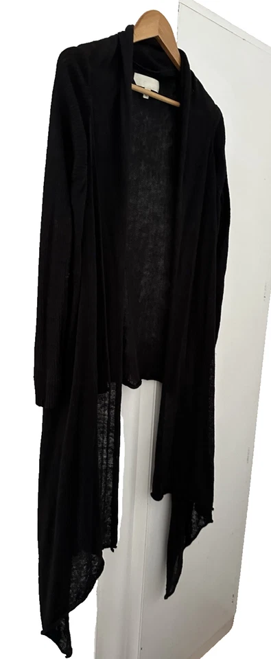 RONIT ZILKHA.  BLACK KNIT OPEN WATERFALL LONGERAT FRONT CATDIGAN.  SIZE XL - Image 3 of 4