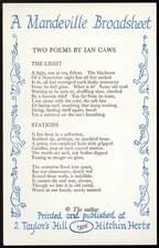 Ian CAWS / Broadsheet Two Poems 1st Edition 1976