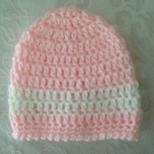 Hand Crocheted NEWBORN Baby Infant BEANIE CAP HAT Girls MADE IN THE USA