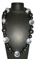 Collana In Cristallo di Rocca e Agata Nera Opaca chiusura calamita in argento