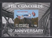 AV127 - AVIATION STAMPS ST VINCENT GRENADINES 2013 AIRPLANE CONCORDE  SS MNH
