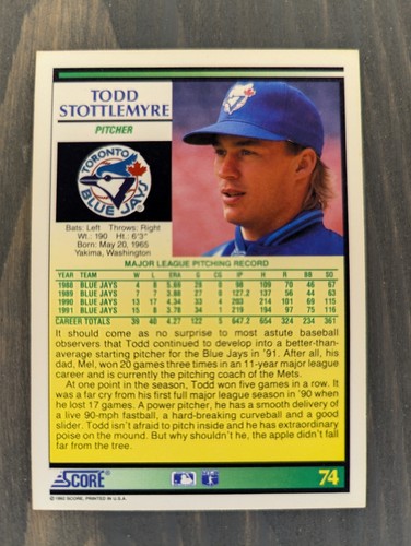 1992 Score Baseball Cards - Mix & Match cards to save up to 40% off! - Picture 4 of 89