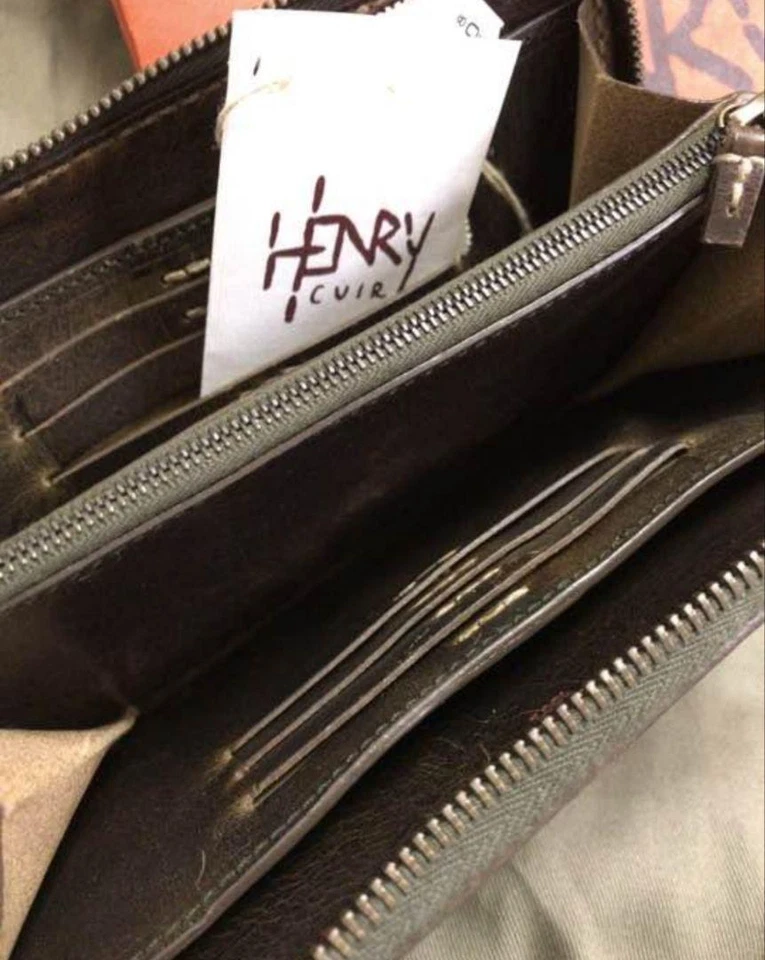 Auth HENRY CUIR Brown long wallet Leather From Japan - Image 2 of 4