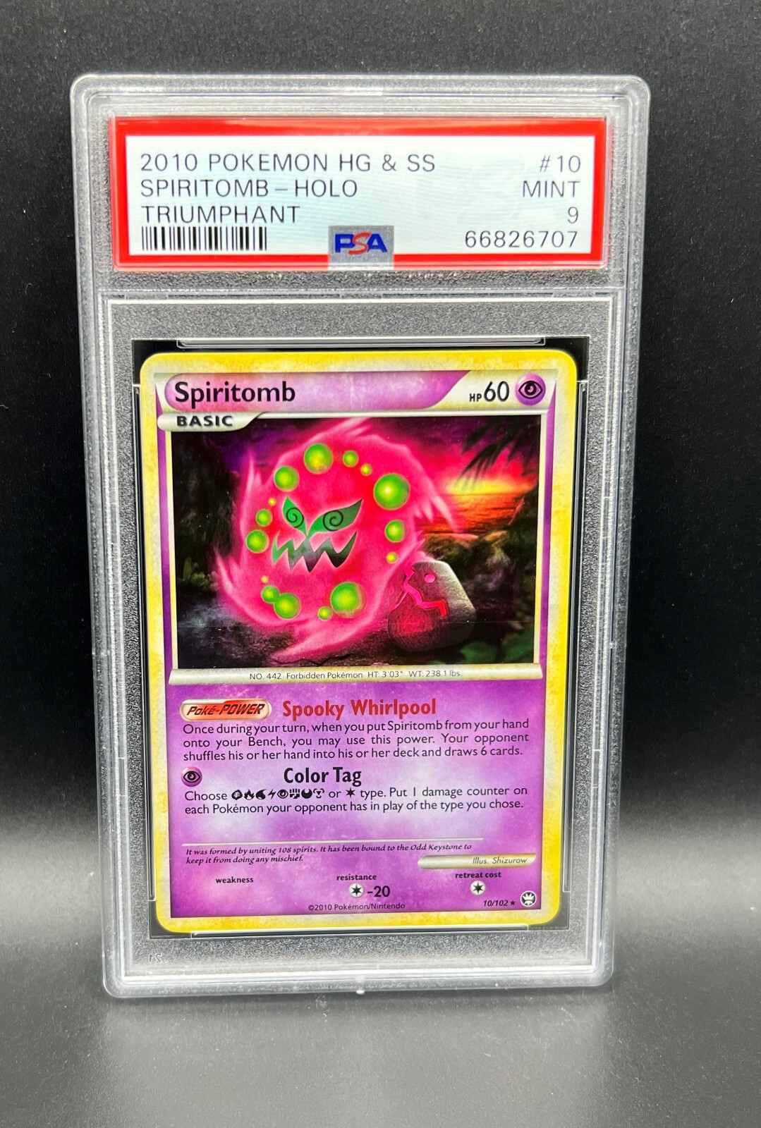 Pokemon PSA 9 MINT Spiritomb 10/102 Triumphant Holofoil 2010 S#6707