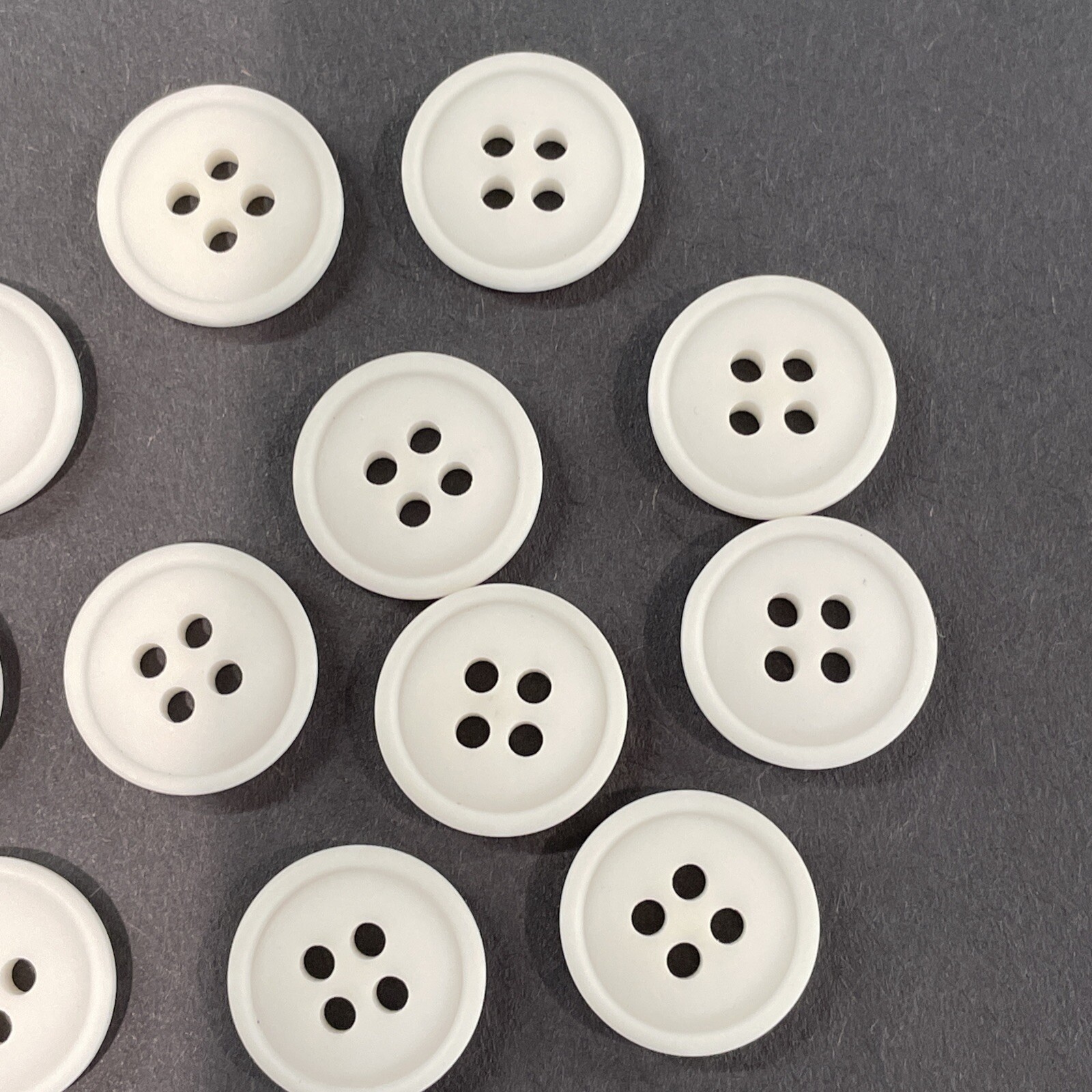 12 Buttons White Plastic 4Hole Sew Through Sewing 9/16” eBay