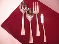 4 Serving Pieces Cambridge Gratitude Satin Glossy Stainless Flatware Spoon Fork