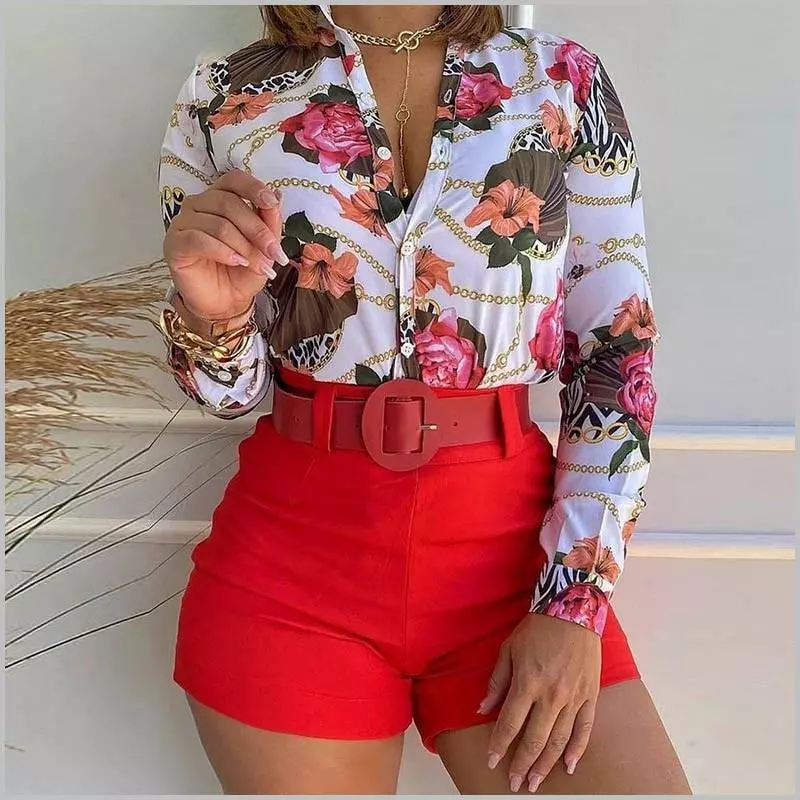 Blusas Para Mujer Elegantes Fina DE Moda Casuales Camisa Estampada Manga  Larga