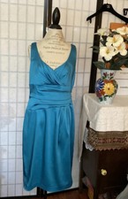 Anne Klein Wom 14 Satin Plunging Neck Surplice Bust Event Evening Cocktail Dress