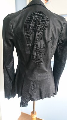 JADED BY KNIGHT Lederjacke Blazer Größe S 36 schwarz Skull Nieten Top Zustand!