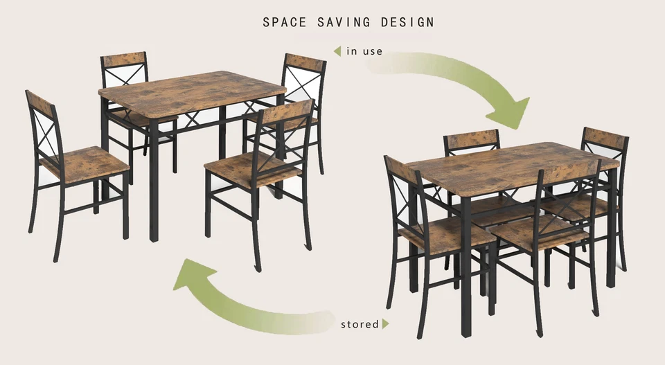 Dining Table Set for 4 Wood Kitchen Table with Chairs Dinning Table Set - Image 3 of 4
