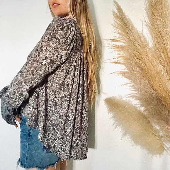 Free People Muse Snakeskin Python Button Front Lo… - image 2