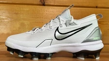 Nike Force Zoom Trout 9 Elite MCS Baseball Cleats Size 9 WHITE/BLACK/SILVER