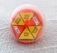 I U Pay Bar Tab Toy Vending Spinning Top Gum Prize 1970s NOS New "Colors Vary"