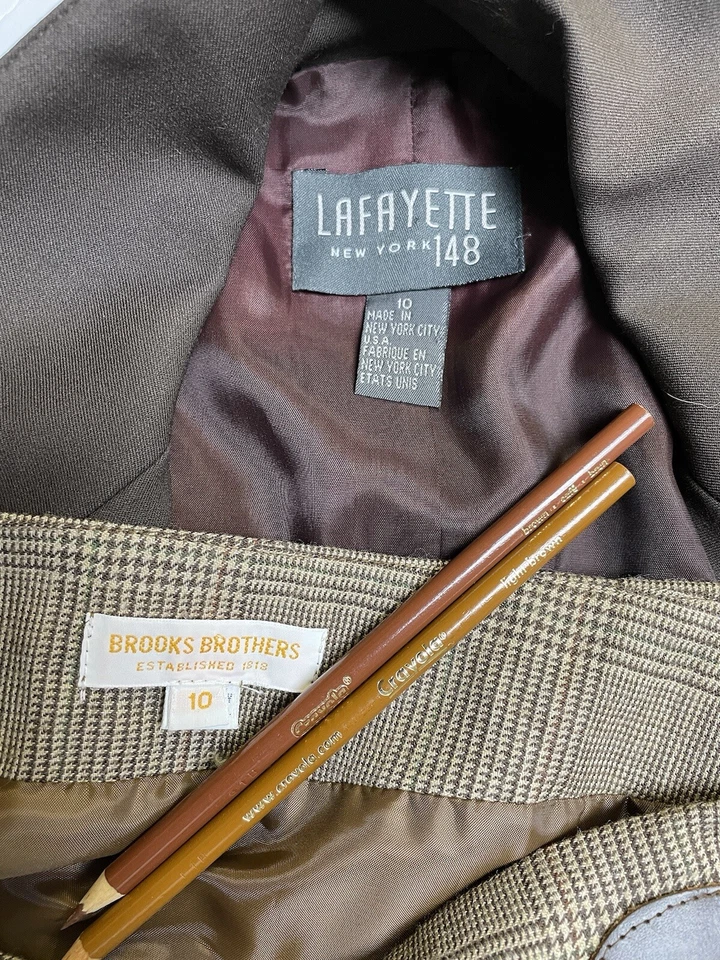 Traje Falda Lafayette 148 & Brooks Brothers Talla M Conjunto de Dos Piezas Bolsillos de Lana Foto 2 de 4