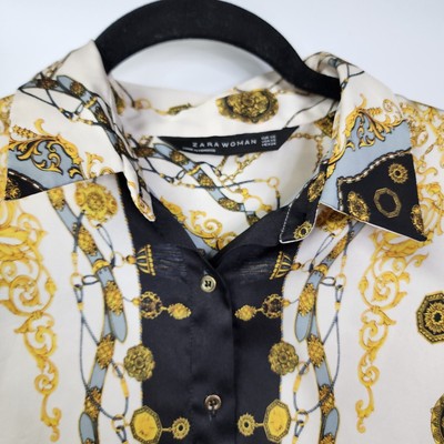 Zara AW18 Woman Chain Print Blouse Ecru Size XS 8059/716 RARE Bloggers  Favorite | eBay.de