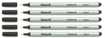5 x Pelikan 96 Fineliner Feinschreiber Strichbreite 0,4 mm, schwarz