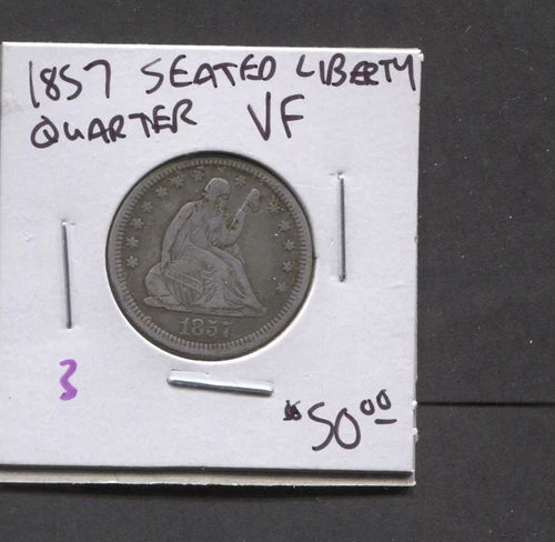 1857 Seated Liberty Quarter- VF